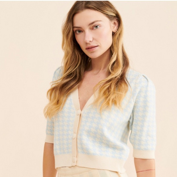 Cropped Houndstooth Cardigan - Picture 1 of 5